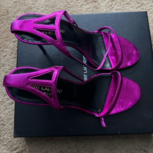 Saint Laurent Shoes - Saint Laurent Metallic Fuchsia Sandals